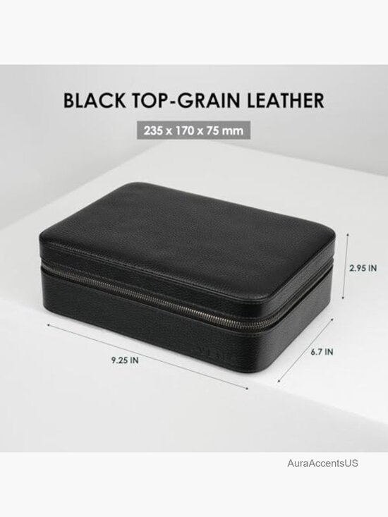 4-Slot Real Leather Sunglasses Travel Case Eyeglass Storage Box Organizer